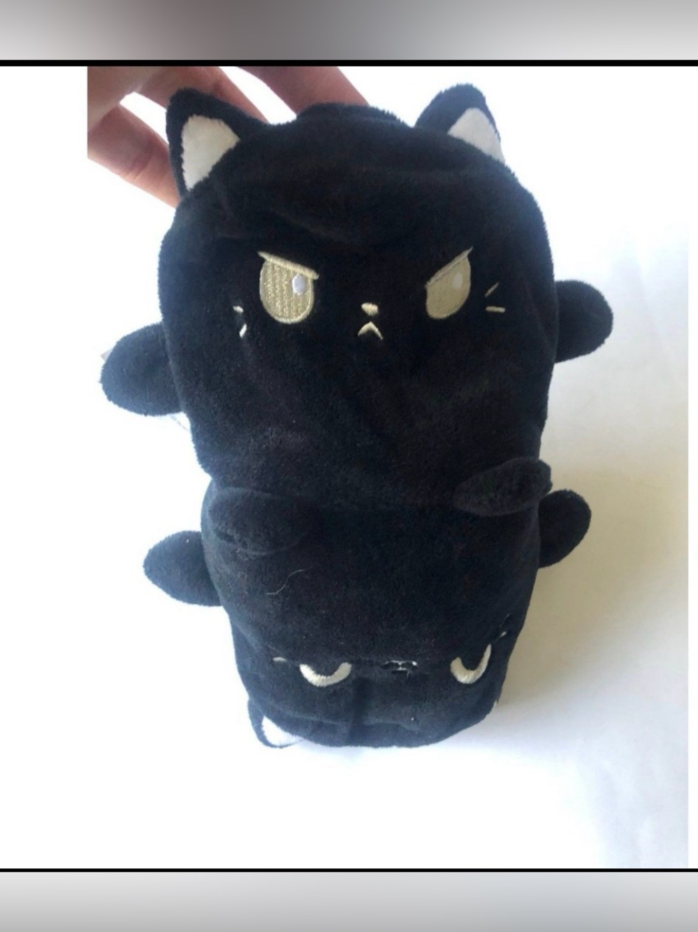 Reversible Black Cat Plush Stuffed Animal
